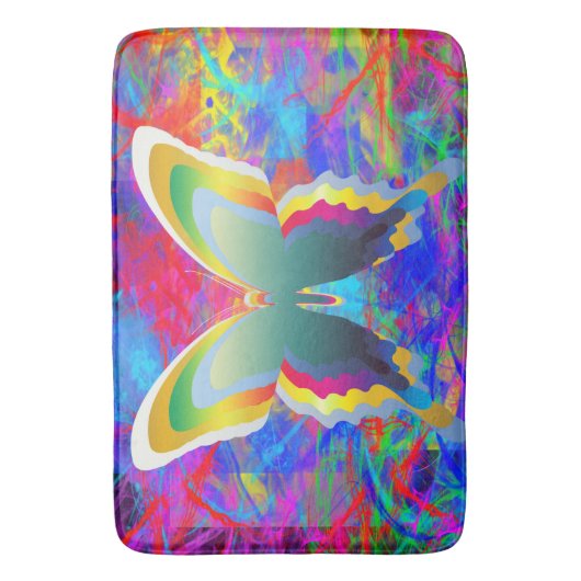 Psychedelische Schmetterlinge Badematte (Vorderseite Vertikal)
