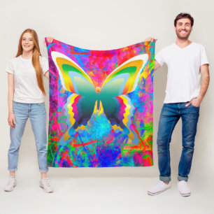Psychedelische Schmetterlinge Fleece-Decke Fleecedecke