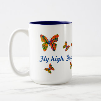 Psychedelische Schmetterlingsfliege hoch Zweifarbige Tasse