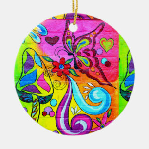 Psychedelische Schmetterlingsschmetterlingsschmuck Keramikornament