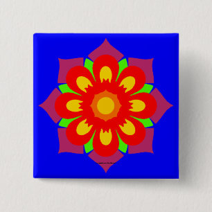 Psychedelische Schneeflocke Button