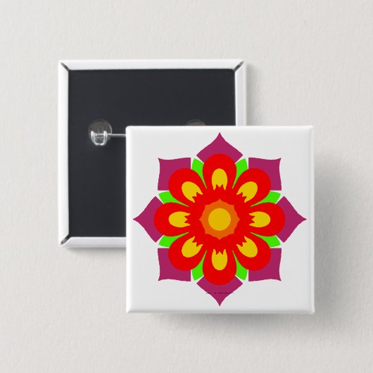 Psychedelische Schneeflocke Button (Vorne & Hinten)