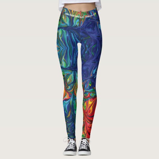 Psychedelische Schrift führt IHRE RACE-Custom aus Leggings (Vorderseite)