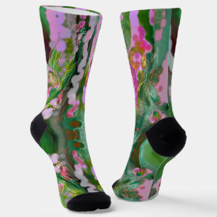 Psychedelische Socken abstrakt grün & rosa