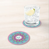 Psychedelische Sonderinitialen für runden Unterset Runder Pappuntersetzer (Vor Ort)