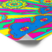 Psychedelische Sonne, Wolken und Blume Poster (Ecke)