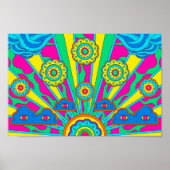 Psychedelische Sonne, Wolken und Blume Poster (Vorne)