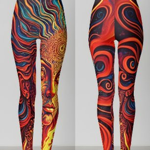 Psychedelische Sonnen-Göttin Retro-Art Leggings