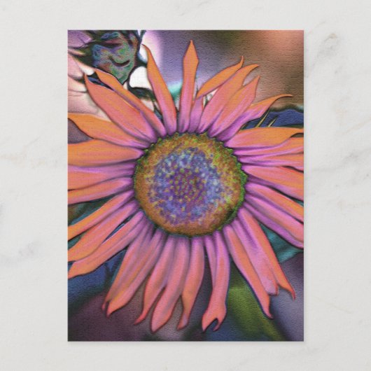 Psychedelische Sonnenblume neu Postkarte (Vorderseite)
