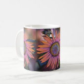 Psychedelische Sonnenblumenwraparound-Tasse Kaffeetasse (Vorderseite Links)