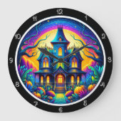 Psychedelische Spuk Burg Nachtszene Große Wanduhr (Vorderseite)