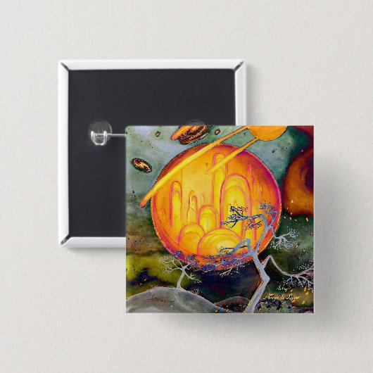 Psychedelische Stadt Button (Vorne & Hinten)