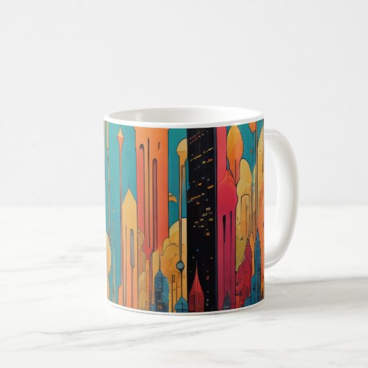 Psychedelische Stadt Kaffeetasse (VorderseiteRechts)