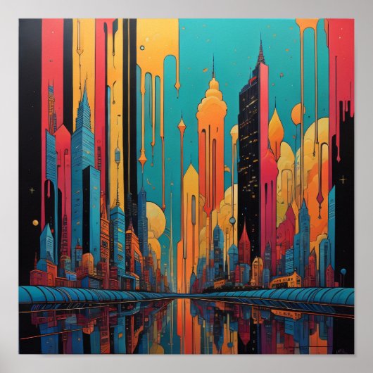 Psychedelische Stadt Poster (Vorne)