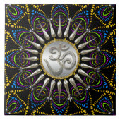 Psychedelische Stamm-Silber-OM-Keramik-Fliese Fliese (Vorderseite)