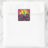 Psychedelische Statue des Liberty Square Sticker (Tasche)