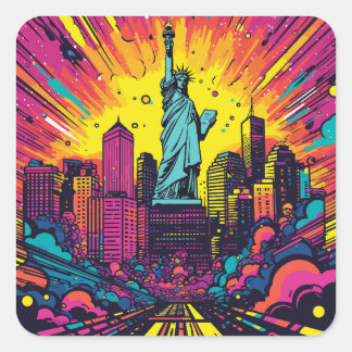 Psychedelische Statue des Liberty Square Sticker