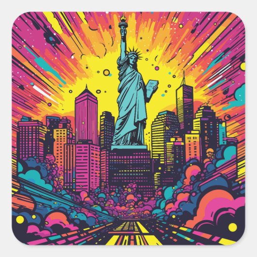 Psychedelische Statue des Liberty Square Sticker (Vorderseite)