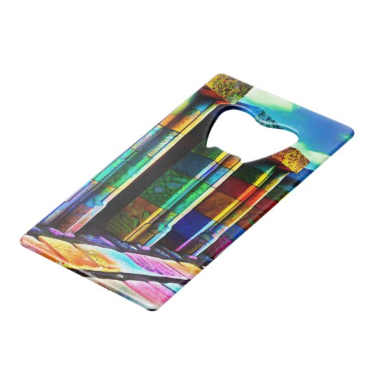 Psychedelische Steine Geldbeutel Flaschenöffner (Vorderseite Schrägansicht)