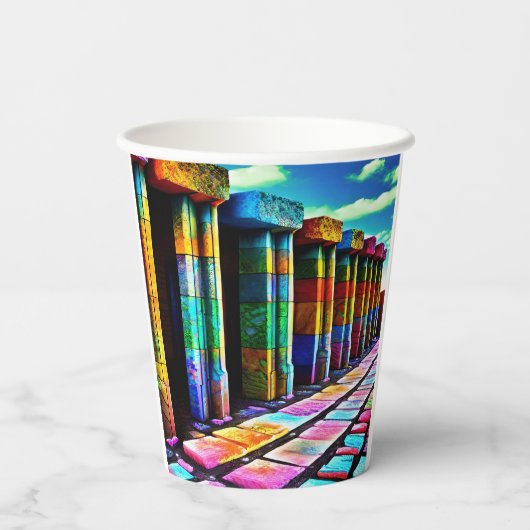 Psychedelische Steine Pappbecher (Rückseite)