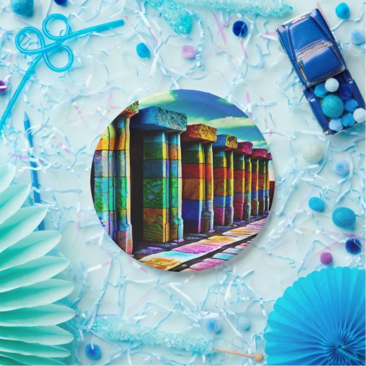 Psychedelische Steine Pappteller (Party)