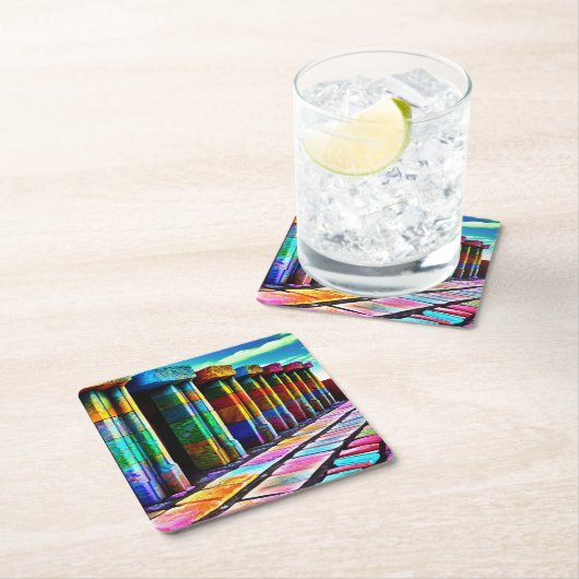 Psychedelische Steine Rechteckiger Pappuntersetzer (Vor Ort)