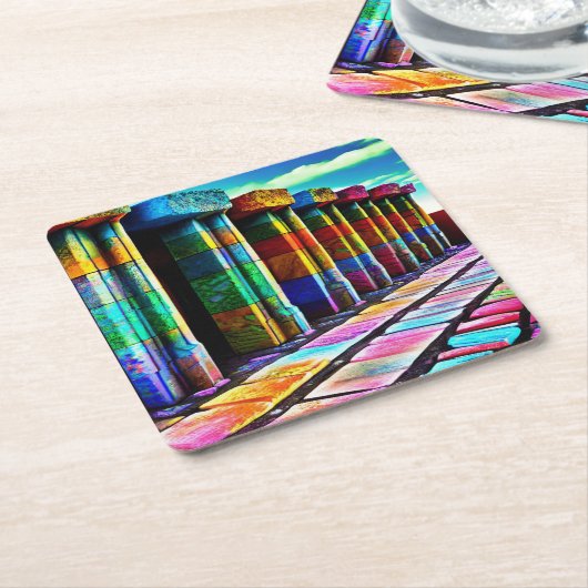 Psychedelische Steine Rechteckiger Pappuntersetzer (angewinkelt)