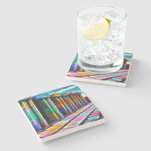 Psychedelische Steine Steinuntersetzer (Seitenansicht)