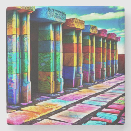 Psychedelische Steine Steinuntersetzer (Vorderseite)