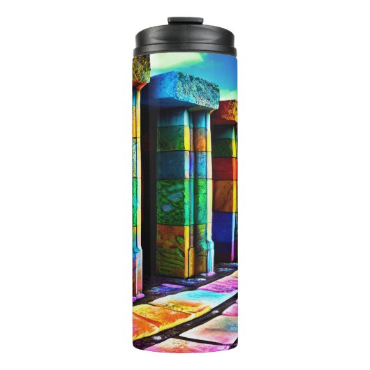 Psychedelische Steine Thermosbecher (Vorderseite)