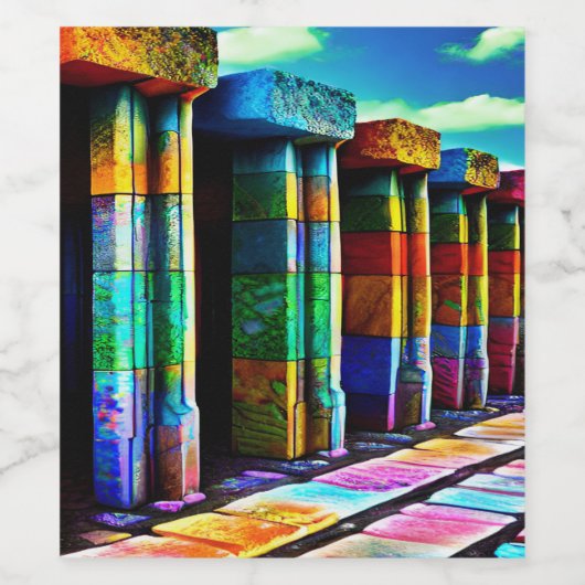 Psychedelische Steine Weinetikett (Einzelnes Label)