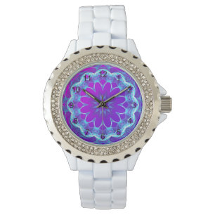 Psychedelische Sterne, abstraktes violettes lila Armbanduhr