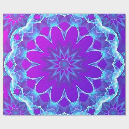 Psychedelische Sterne, abstraktes violettes lila Geschenkpapier (Flach)