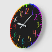 Psychedelische Stiluhr mit bunten Zahlen Große Wanduhr (Winkel)