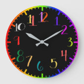 Psychedelische Stiluhr mit bunten Zahlen Große Wanduhr (Vorderseite)