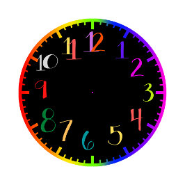 Psychedelische Stiluhr mit bunten Zahlen Große Wanduhr