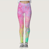 Psychedelische Strawberry Pink Neon Pastel Abstrak Leggings (Vorderseite)