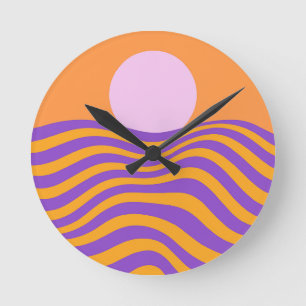 Psychedelische Sun- und Rippling-Waves1 Runde Wanduhr