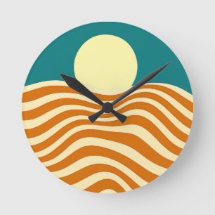 Psychedelische Sun- und Rippling-Waves2 Runde Wanduhr