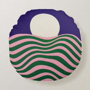 Psychedelische Sun- und Rippling-Waves3 Rundes Kissen