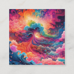 Psychedelische, surreale, farbenfrohe Kunst ist g Quadratische Visitenkarte