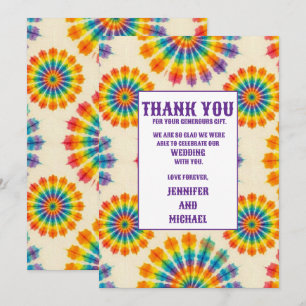 Psychedelische Tie-Dye-Dankeskarten zur Hochzeit Einladung