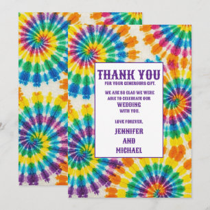 Psychedelische Tie-Dye-Dankeskarten zur Hochzeit Einladung