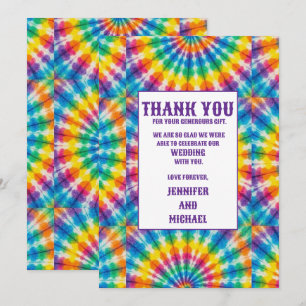 Psychedelische Tie-Dye-Dankeskarten zur Hochzeit Einladung