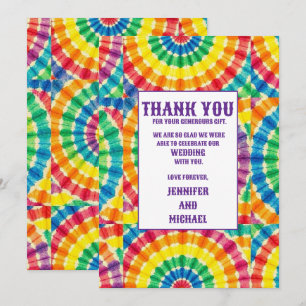 Psychedelische Tie-Dye-Dankeskarten zur Hochzeit Einladung