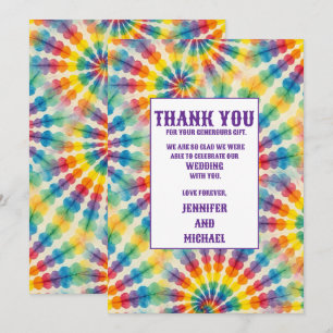 Psychedelische Tie-Dye-Dankeskarten zur Hochzeit Einladung