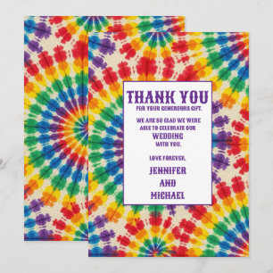 Psychedelische Tie-Dye-Dankeskarten zur Hochzeit Einladung