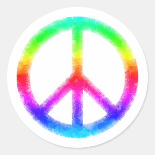 Psychedelische Tie-Dye-Friedenszeichen-Aufkleber ( Runder Aufkleber
