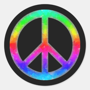 Psychedelische Tie-Dye-Friedenszeichen-Aufkleber ( Runder Aufkleber