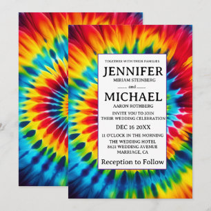 Psychedelische Tie-Dye-Hochzeitseinladungen Einladung